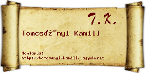 Tomcsányi Kamill névjegykártya